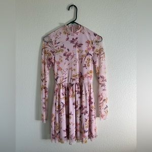 Floral Long Sleeve High Neck Dress